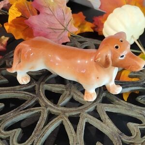 Ceramic Dachshund Dog Figurine Salt Shaker